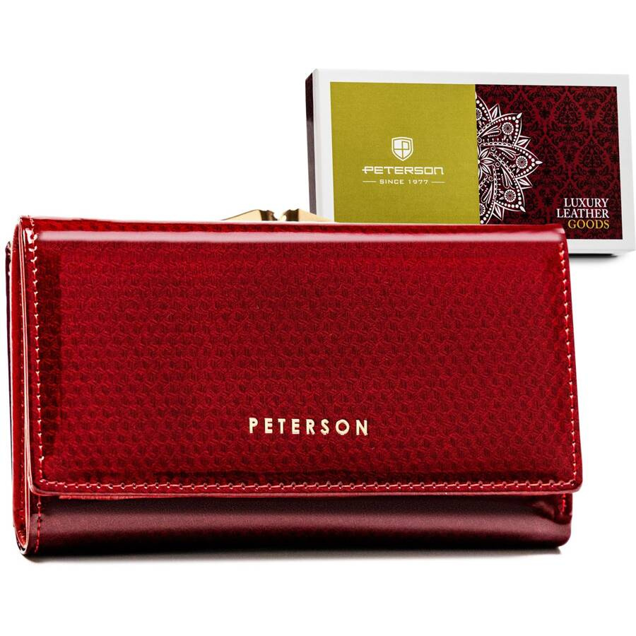 Portfel damski z wieloma przegródkami czerwony - Peterson