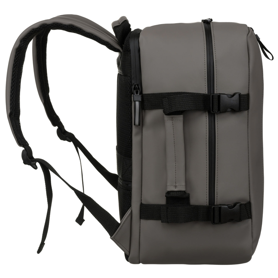 Szary plecak podróżny wyposażony w boczne pasy kompresyjne - Peterson