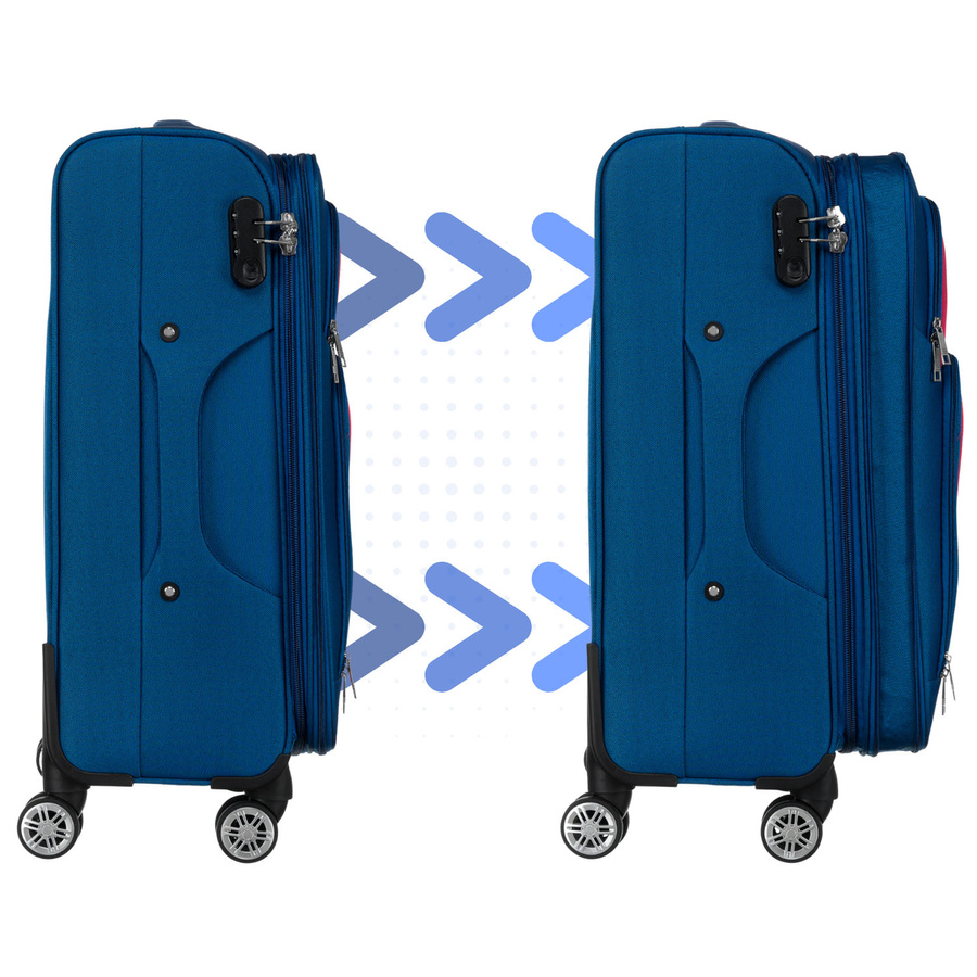 Mała walizka kabinowa z miękkiego materiału poliestrowego w niebiesko-czerwonym kolorze - Peterson