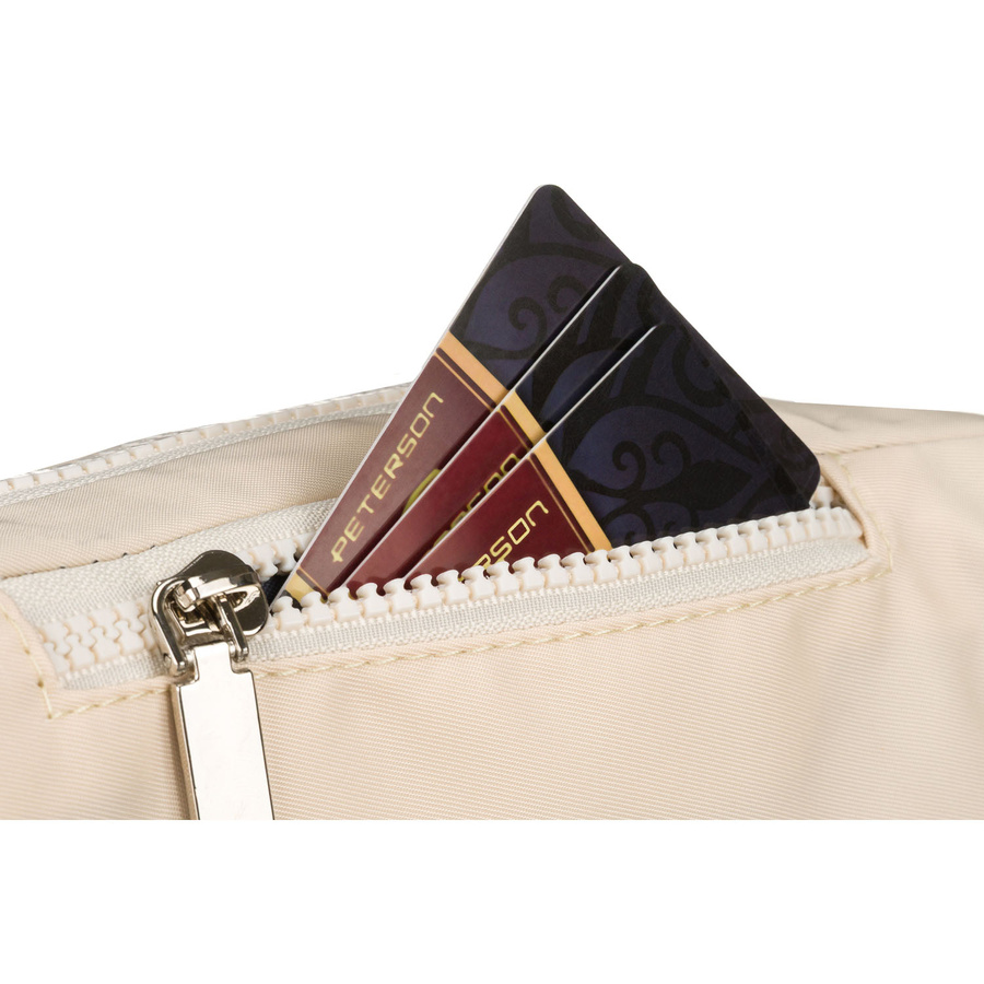 Saszetka miejska wykonana z poliestru w modnym, kremowym kolorze - Peterson