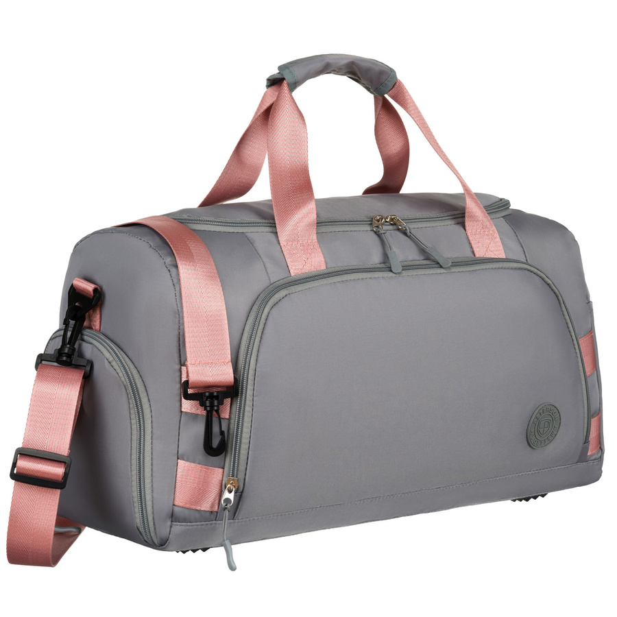 Torba weekendowo-podróżna w szaro-różowym kolorze z uchwytem na walizkę - Peterson
