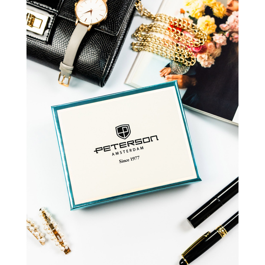 Beżowy portfel damski ze skóry naturalnej i ekologicznej z systemem RFID - Peterson