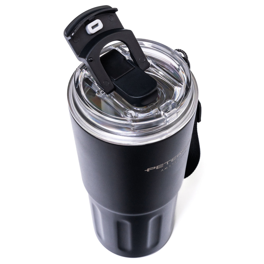 Kubek termiczny ze stali nierdzewnej w czarnym kolorze - Peterson