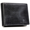 Duży portfel męski ze skóry naturalnej w czarnym kolorze wyposażony w system RFID - Peterson