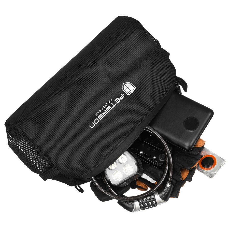 Czarna, wodoodporna sakwa rowerowa na kierownicę - Peterson