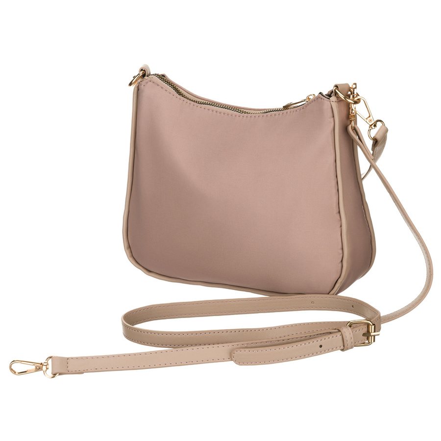 Miejska listonoszka damska z nylonu w różowym kolorze, zamykana suwakiem - Peterson