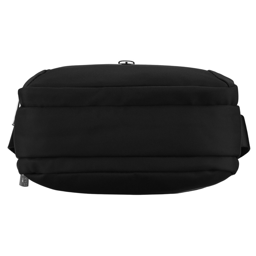 Mała, czarna torebka damska z poliestru zamykana suwakiem, dwukomorowa - Peterson