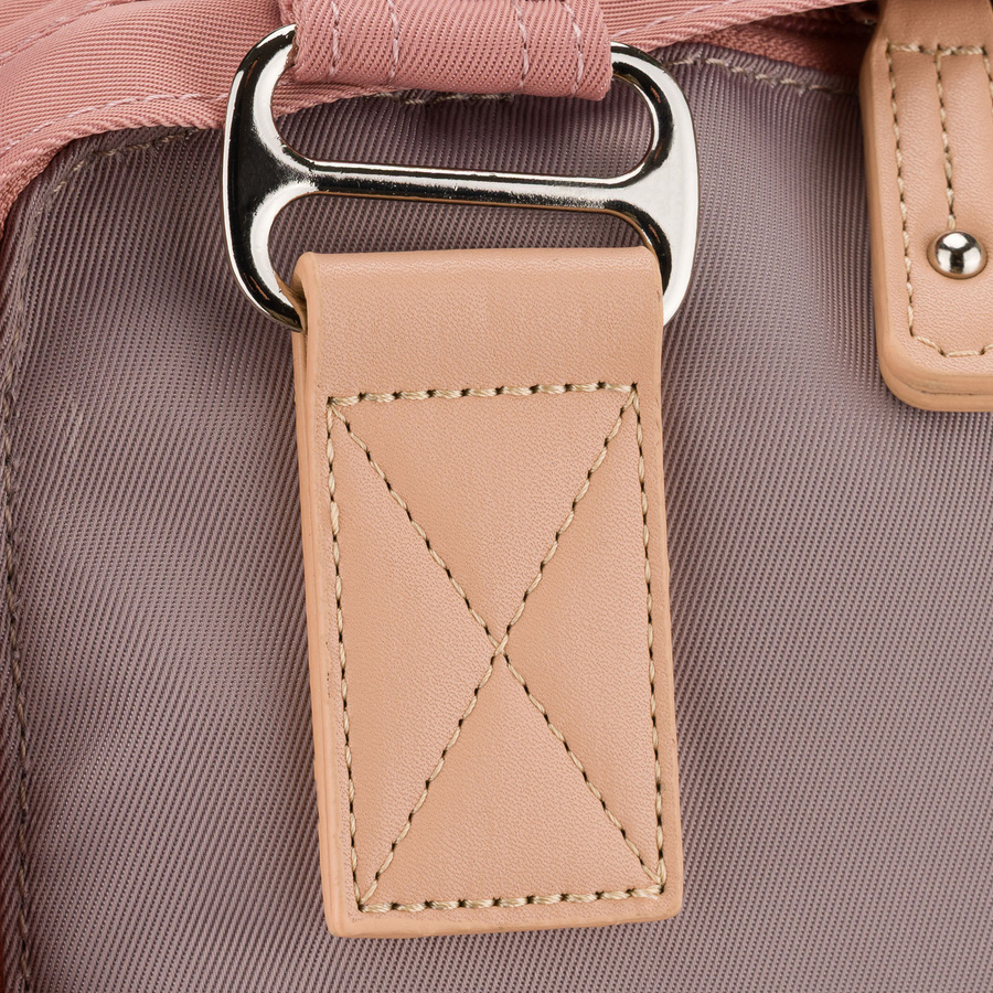 Różowo-szary plecak damski z poliestru i skóry ekologicznej, jednokomorowy - Peterson