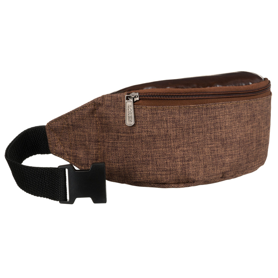 Brązowa saszetka z poliestru zawieszona na regulowanym pasku - Loren