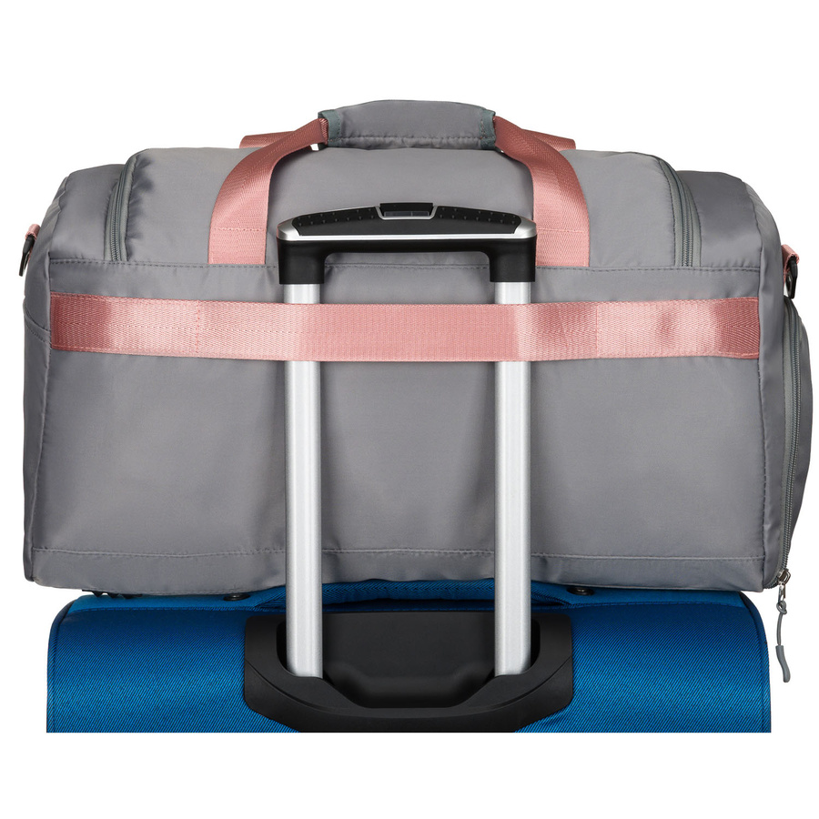 Torba weekendowo-podróżna w szaro-różowym kolorze z uchwytem na walizkę - Peterson
