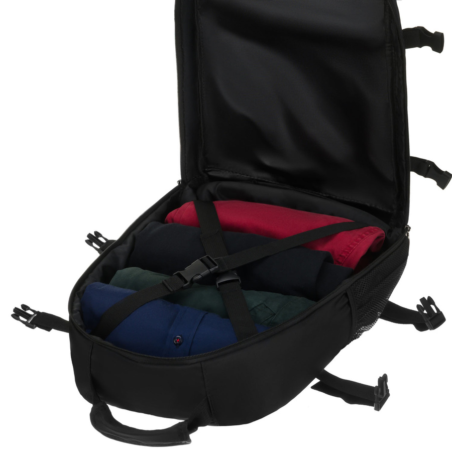 Plecak podróżny z poliestru w czarnym kolorze, idealny na bagaż podręczny - Peterson