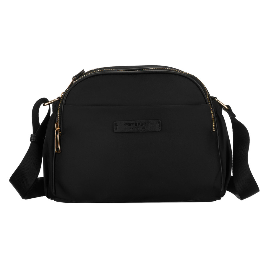 Nylonowa, czarna listonoszka damska, jednokomorowa z sześcioma kieszeniami - Peterson