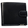 Czarny, poziomy, pojemny portfel męski ze skóry naturalnej zamykany zatrzaskiem - Ronaldo