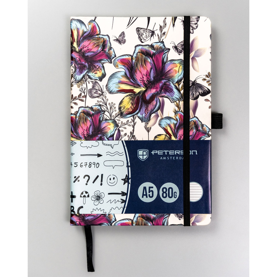 Notes A5 w twardej oprawie z kwiatowym printem - Peterson