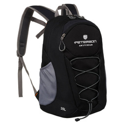 Lekki, czarny plecak na wycieczki z pasem piersiowym - Peterson
