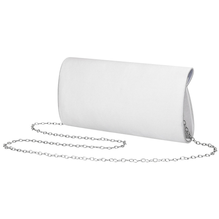 Elegancka kopertówka damska w srebrnym kolorze wykonana z tkaniny syntetycznej i zamykana klipsem magnetycznym - Rovicky