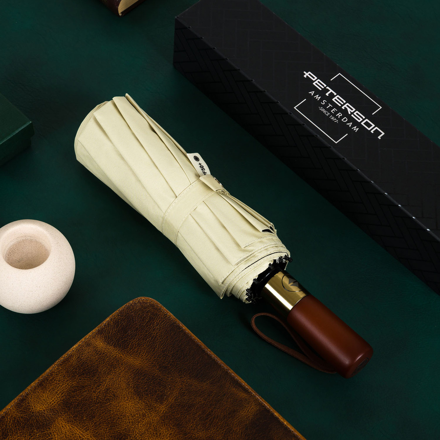 Biały, przeciwdeszczowy i przeciwsłoneczny parasol rozkładany automatycznie - Peterson