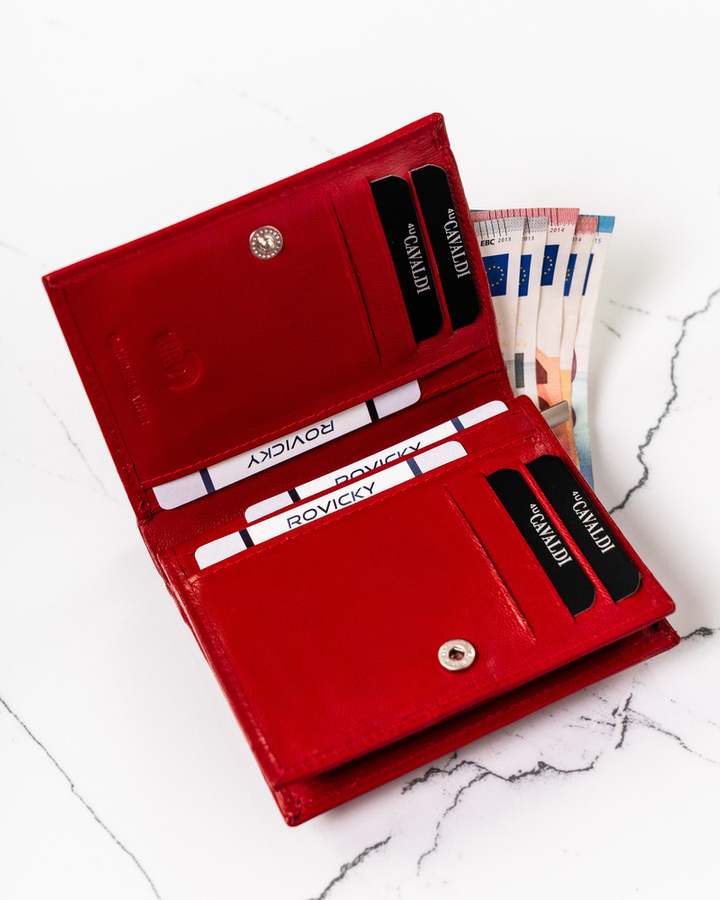 Skórzany portfel damski na zatrzask - Cavaldi