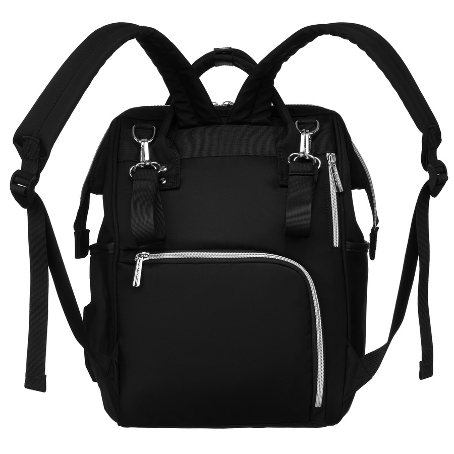 Czarny plecak z poliestru z uchwytami do zaczepienia na wózku - Peterson