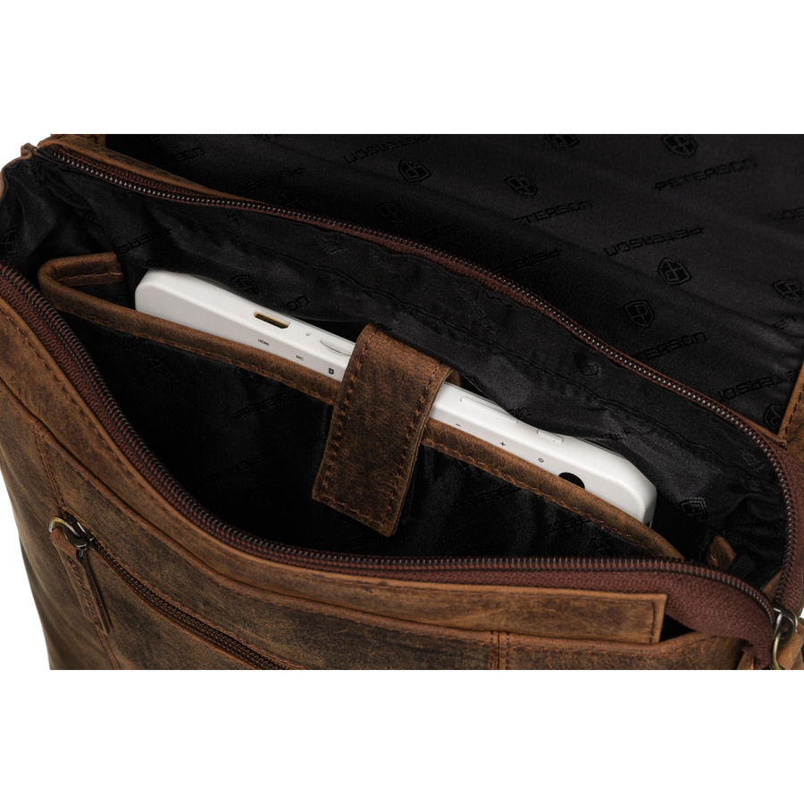 Torba męska ze skóry naturalnej w brązowym kolorze - Peterson