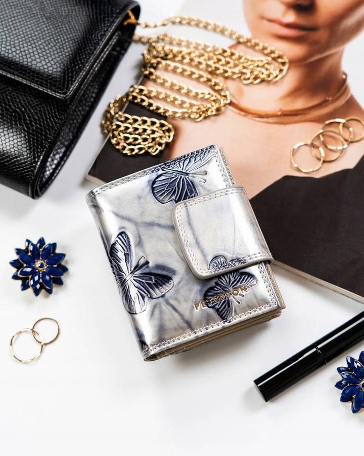 Skórzany portfel damski na bigiel i zatrzask - Peterson