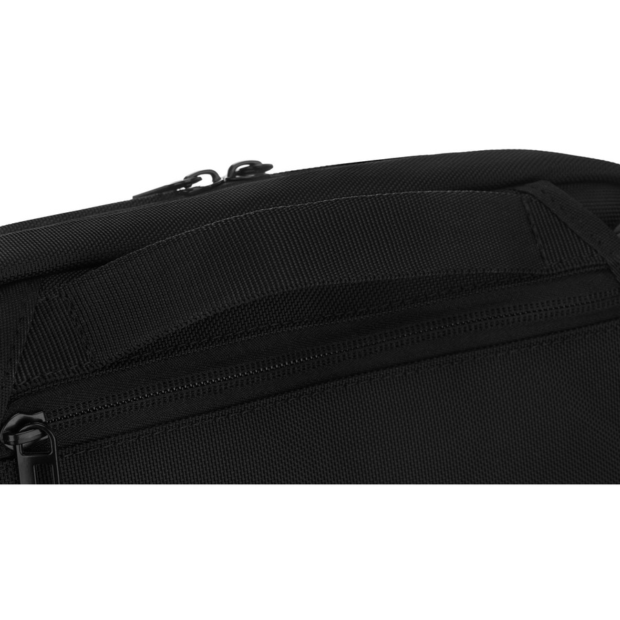 Sportowa saszetka w czarnym kolorze zamykana suwakiem, dwukomorowa - Peterson