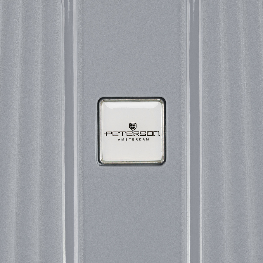 Szara walizka podróżna w średnim rozmiarze z teleskopowym uchwytem i kółkami obrotowymi - Peterson