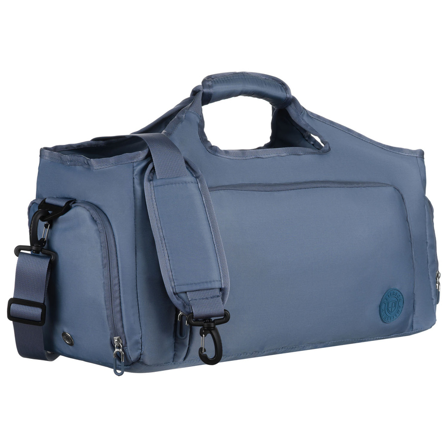 Niebieska, weekendowa torba podróżna wyposażona w uchwyt na walizkę - Peterson