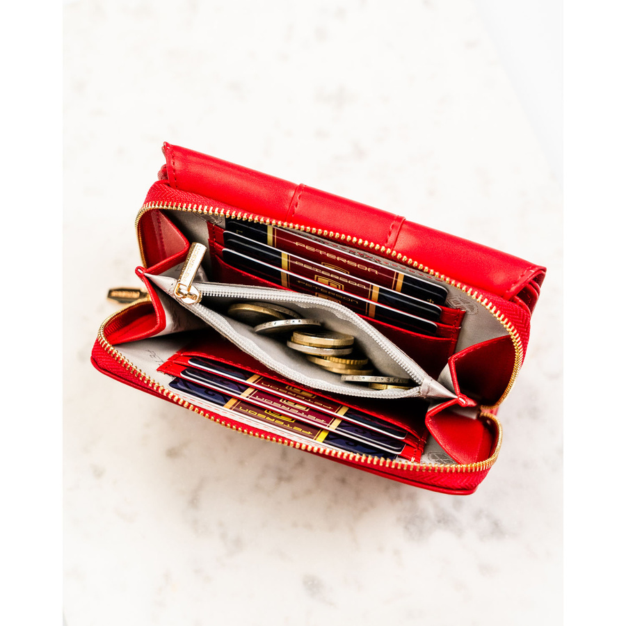 Czerwony portfel damski wykonany ze skóry ekologicznej - Peterson