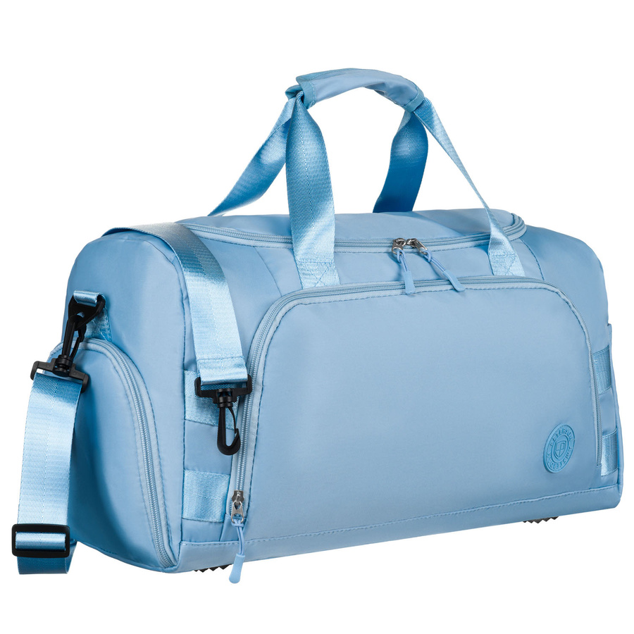 Weekendowa torba podróżna w błękitnym kolorze z uchwytem na walizkę - Peterson