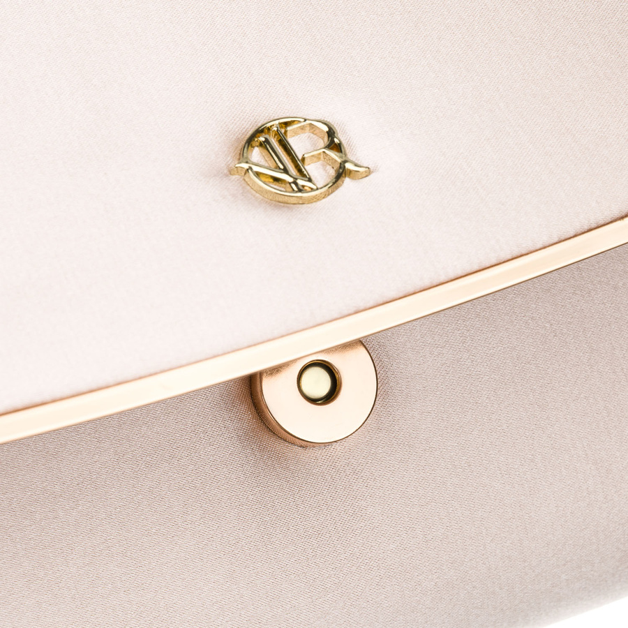 Beżowa kopertówka damska wykonana z tkaniny syntetycznej z wewnętrzną kieszonką - Rovicky