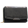 Czarny portfel damski ze skóry ekologicznej zamykany na zatrzask i suwak - Peterson