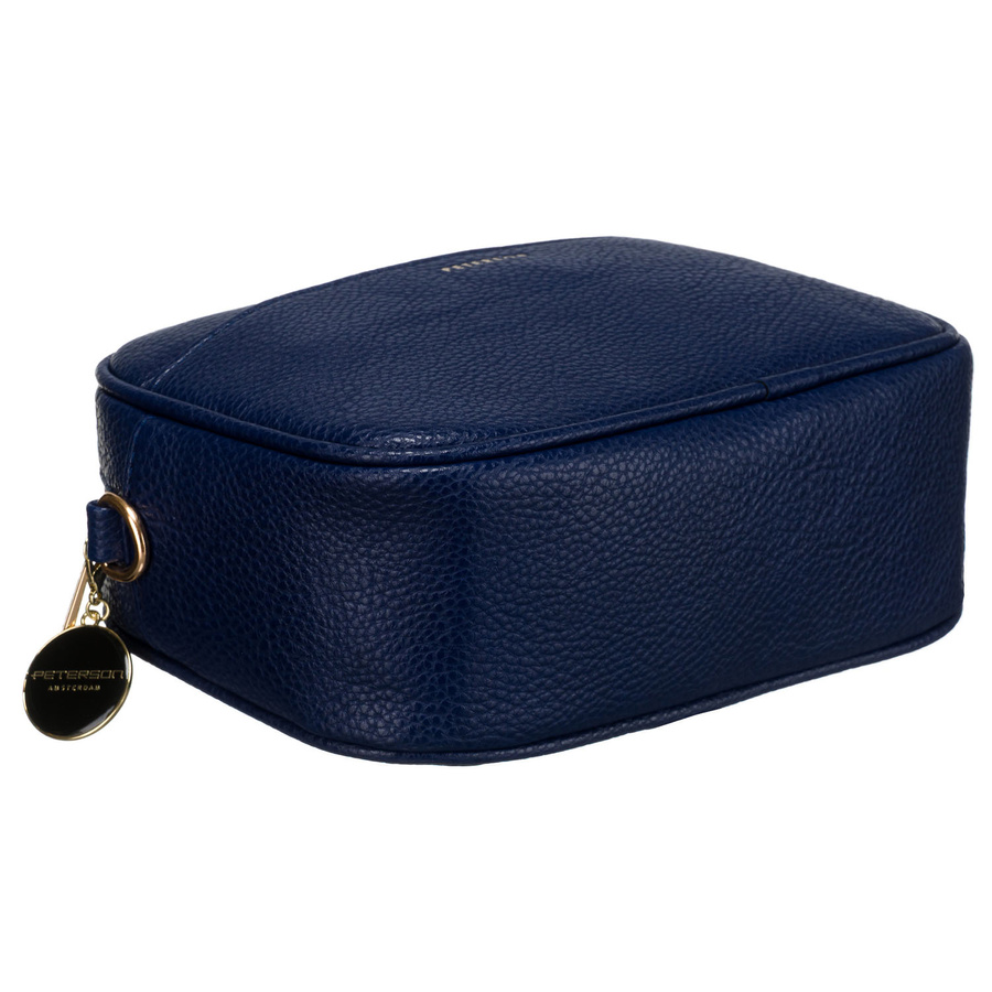 Miejska modna granatowa listonoszka damska z dwoma paskami w komplecie i brelokiem eko skóra Peterson