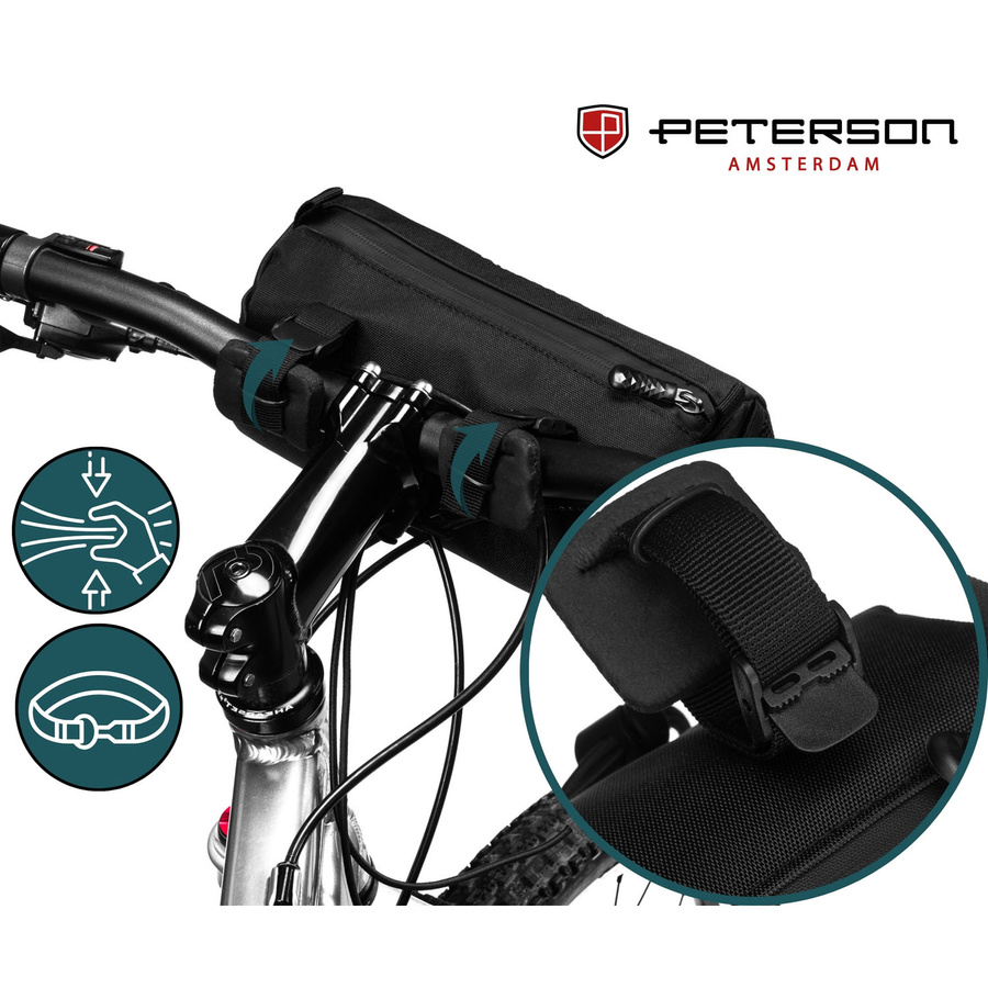 Czarna, wodoodporna sakwa rowerowa na kierownicę - Peterson