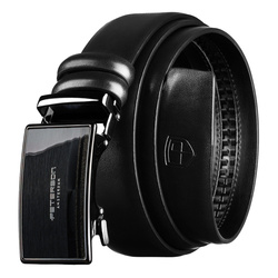 Skórzany pasek męski w czarnym kolorze z automatyczną klamrą - Peterson