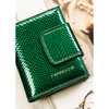 Portfel damski wykonany ze skóry naturalnej w zielonym kolorze zamykany zatrzaskiem i biglem - Peterson