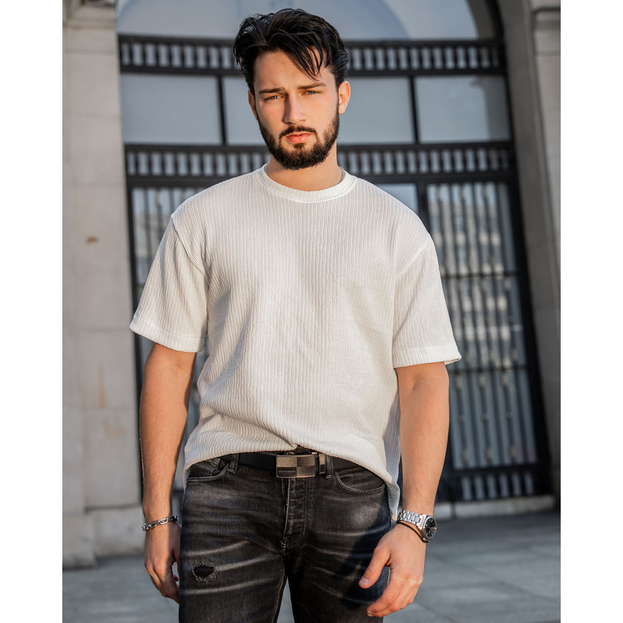 Czarny pasek męski ze skóry naturalnej z automatyczną, czarną klamrą - Peterson