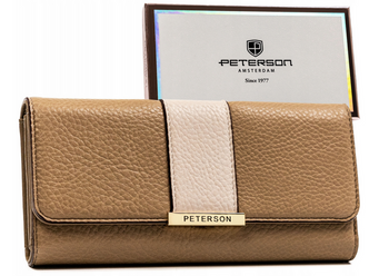 Duży, poziomy portfel damski ze skóry ekologicznej - Peterson