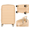 Beżowa, duża walizka z polipropylenu z wysuwaną, teleskopową rączką i zamkiem szyfrowanym - Peterson