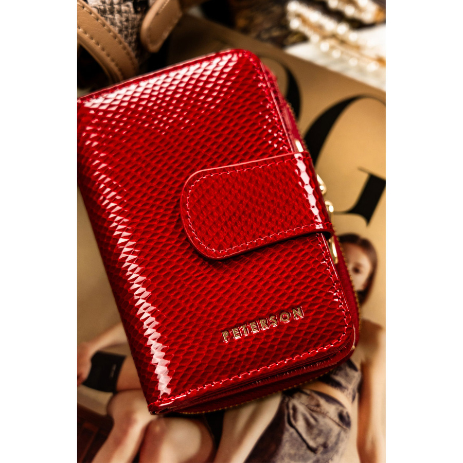 Skórzany portfel damski na zatrzask z RFID - Peterson