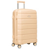 Beżowa walizka z polipropylenu z wysuwaną, teleskopową rączką i zamkiem szyfrowanym - Peterson