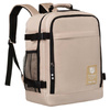 Beżowy plecak kabinowy z wodoodpornego poliestru wyposażony w uchwyt na walizkę - Peterson