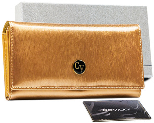 Duży lakierowany portfel damski ze skóry naturalnej — Cavaldi