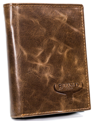 Duży portfel męski w stylu retro, skóra naturalna — Buffalo Wild