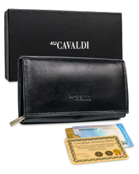 Piękny portfel damski Cavaldi® skóra naturalna