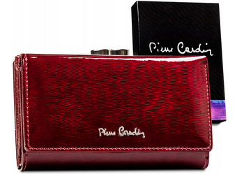 Pojemny, lakierowany portfel ze skóry naturalnej z portmonetką na bigiel — Pierre Cardin