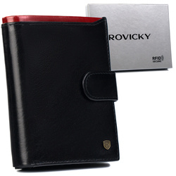 Skórzany portfel męski na karty z systemem RFID Protect— Rovicky