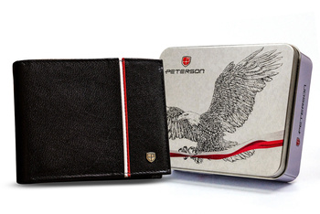 Skórzany portfel męski patriotyczny z orłem i flagą - Peterson
