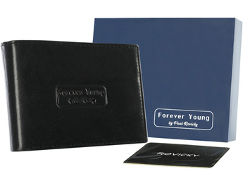 Skórzany portfel męski z ochroną antykradzieżową kart — Forever Young
