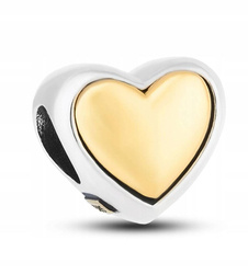 Srebrny charms dwukolorowe serce do modułowej bransoletki - Peterson